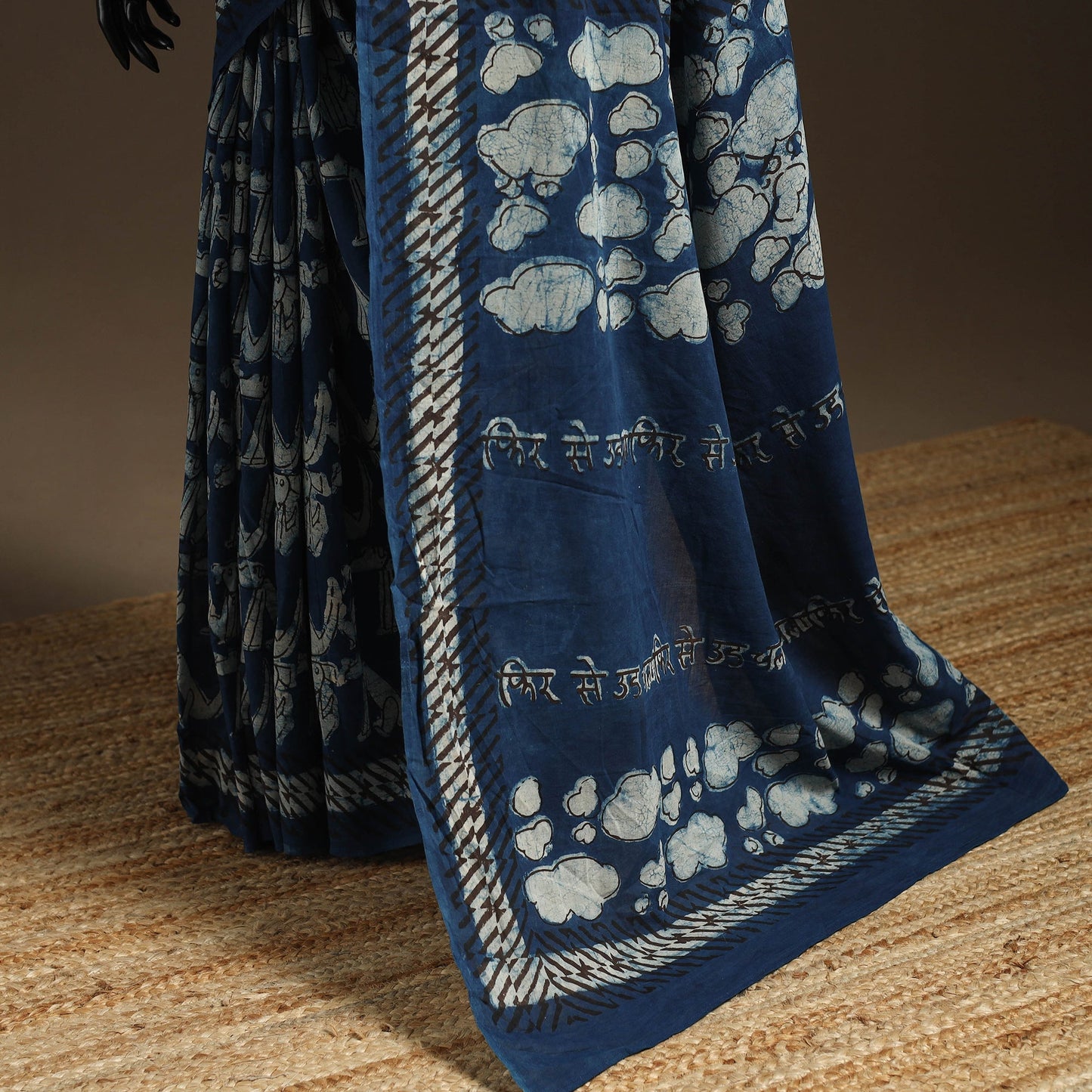 Blue - bindaas art natural dyed cotton saree 11