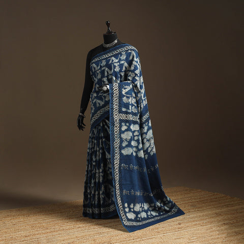 Blue - bindaas art natural dyed cotton saree 11