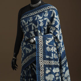 Blue - bindaas art natural dyed cotton saree 11