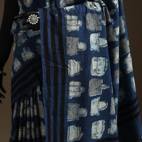 Blue - bindaas art natural dyed cotton saree 11