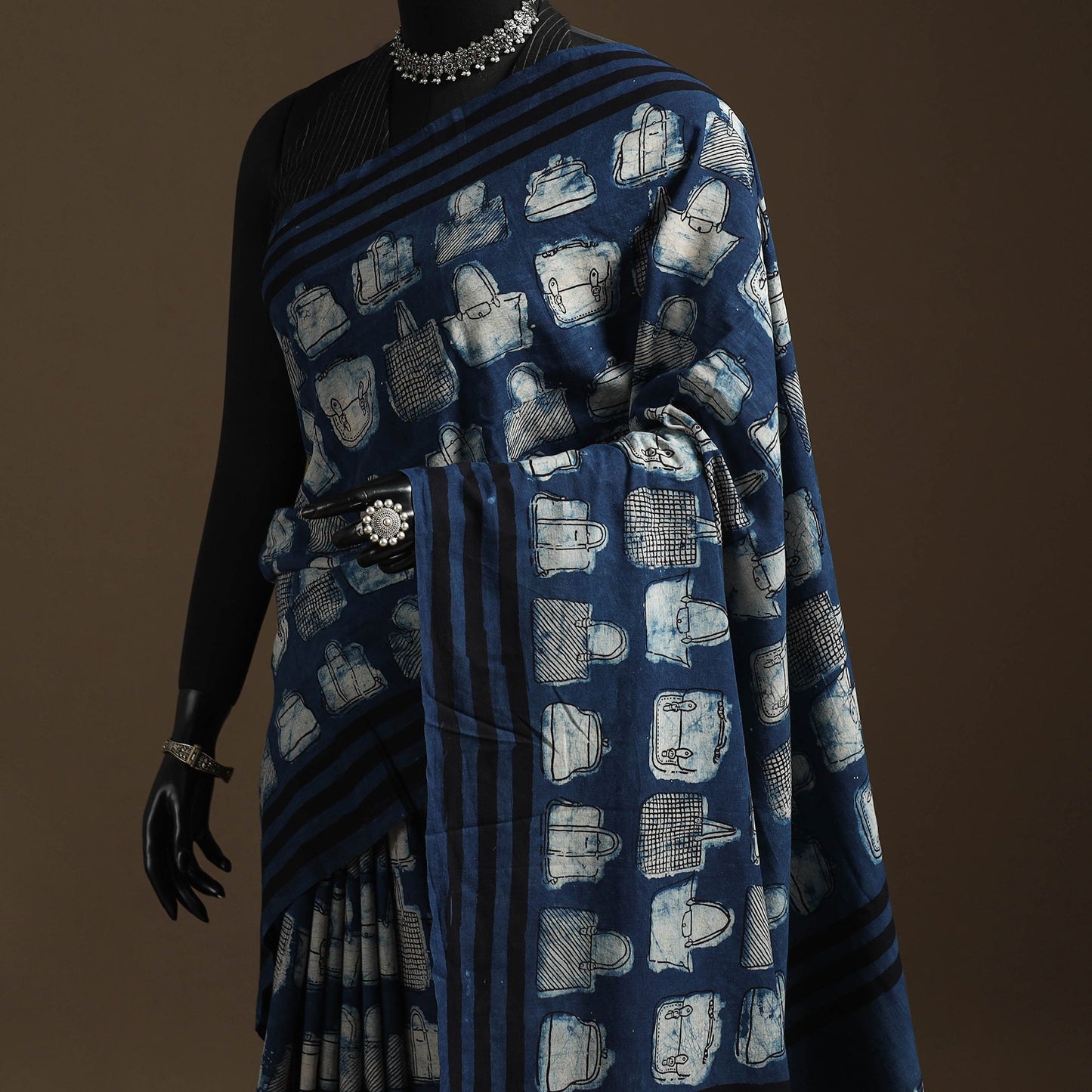 Blue - bindaas art natural dyed cotton saree 11