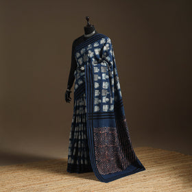 Blue - bindaas art natural dyed cotton saree 11