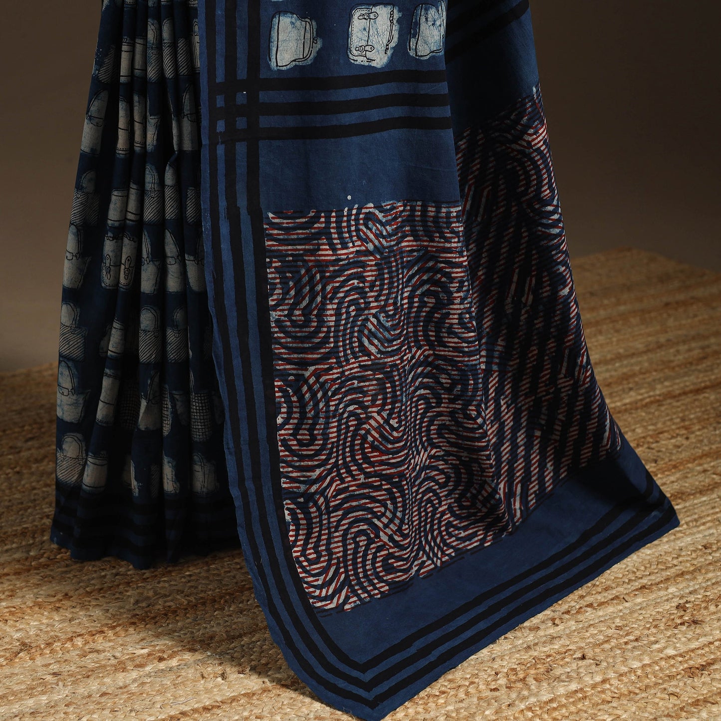 Blue - bindaas art natural dyed cotton saree 11