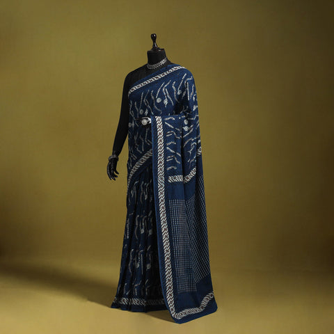 Blue - bindaas art natural dyed cotton saree 17
