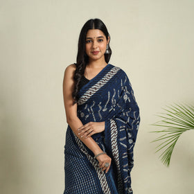  Blue Bindaas Art Natural Dyed Cotton Block Print Saree