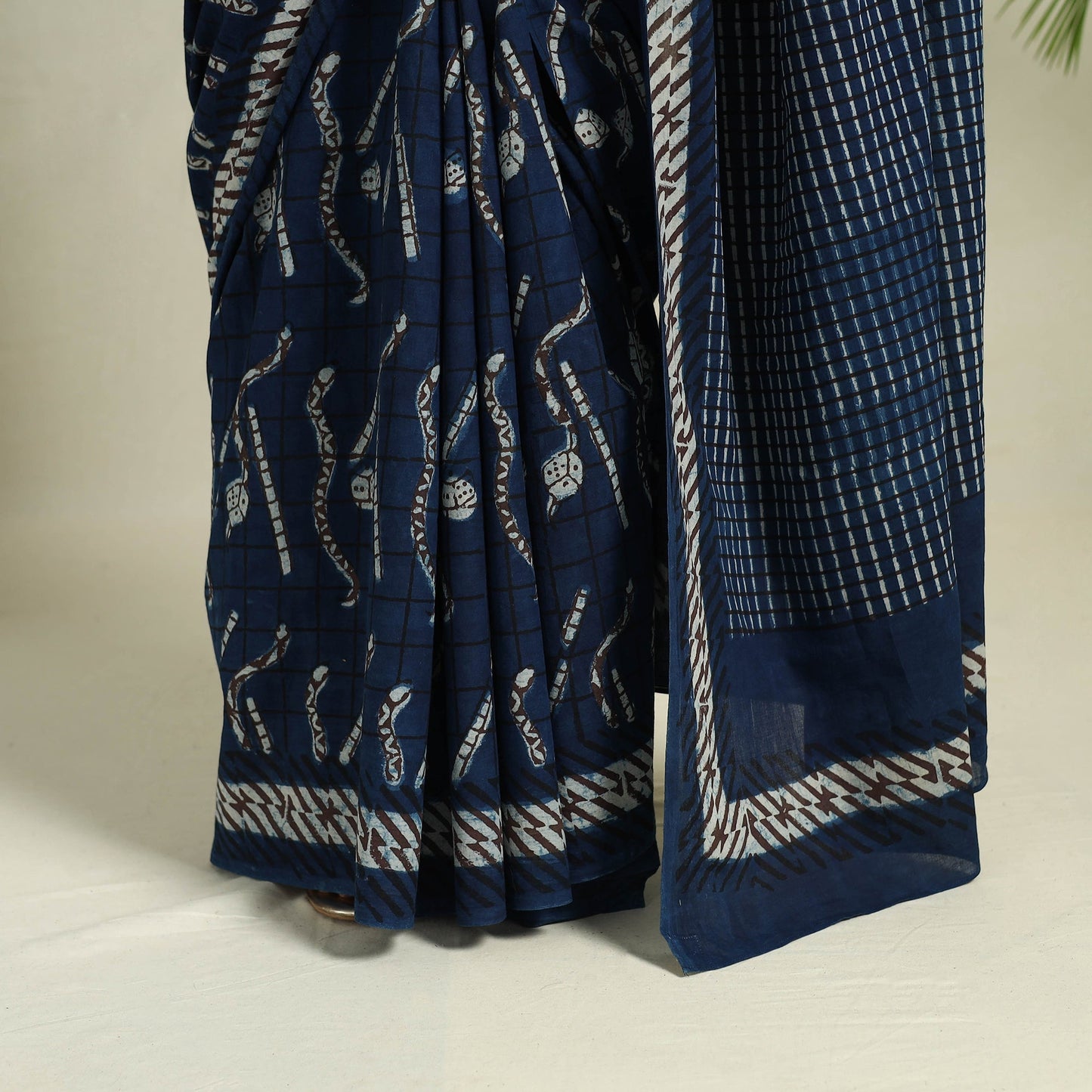  Blue Bindaas Art Natural Dyed Cotton Block Print Saree