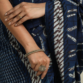  Blue Bindaas Art Natural Dyed Cotton Block Print Saree