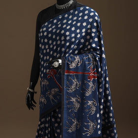 Blue - bindaas art natural dyed cotton saree 21