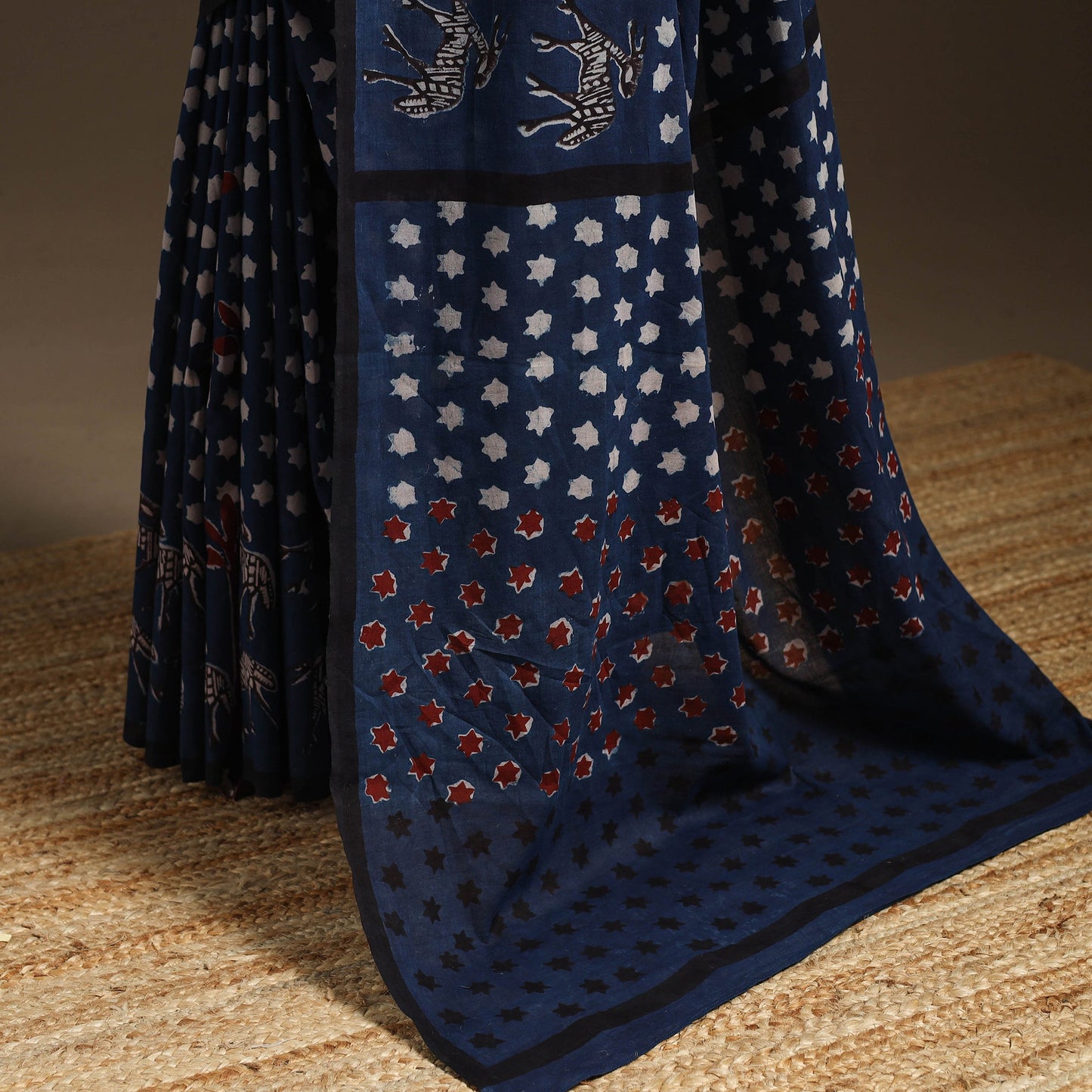 Blue - bindaas art natural dyed cotton saree 21