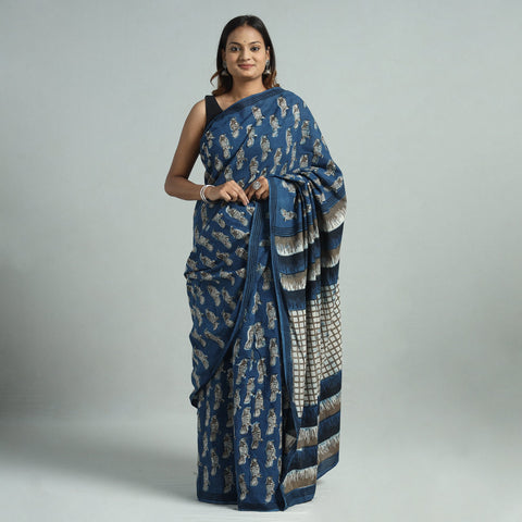  Bindaas Art Natural Dyed Cotton Block Print Saree