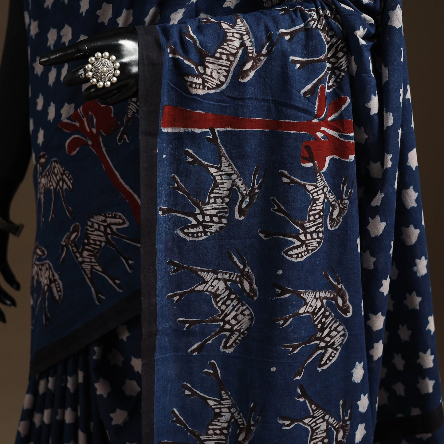 Blue - bindaas art natural dyed cotton saree 21