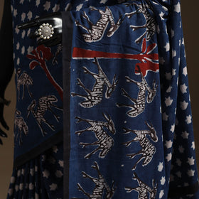 Blue - bindaas art natural dyed cotton saree 21