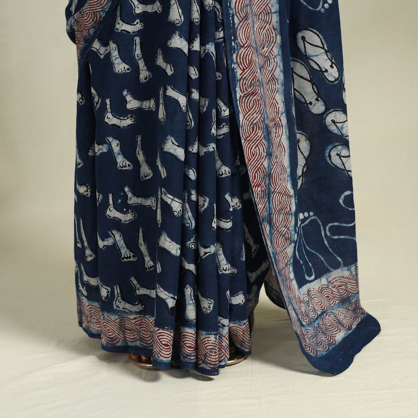  Blue Bindaas Art Natural Dyed Cotton Block Print Saree