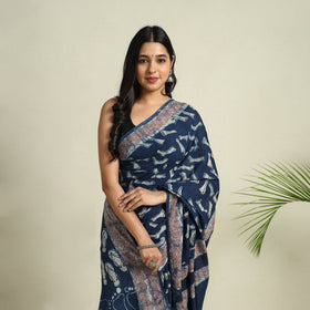  Blue Bindaas Art Natural Dyed Cotton Block Print Saree