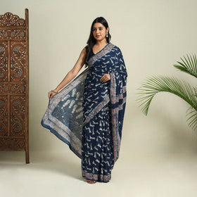  Blue Bindaas Art Natural Dyed Cotton Block Print Saree