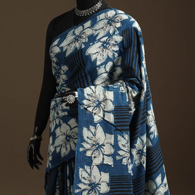 Blue - bindaas art natural dyed cotton saree 29