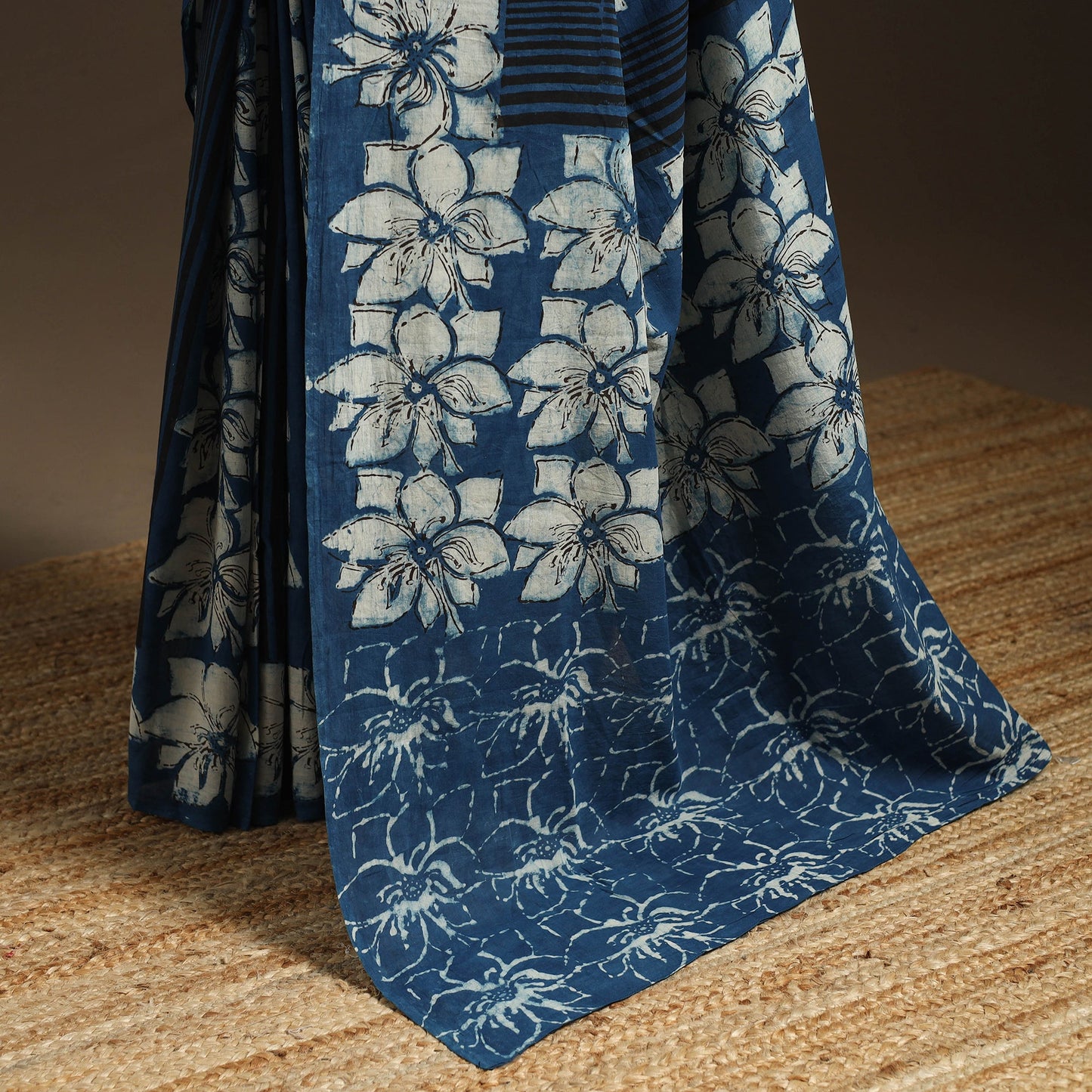 Blue - bindaas art natural dyed cotton saree 29