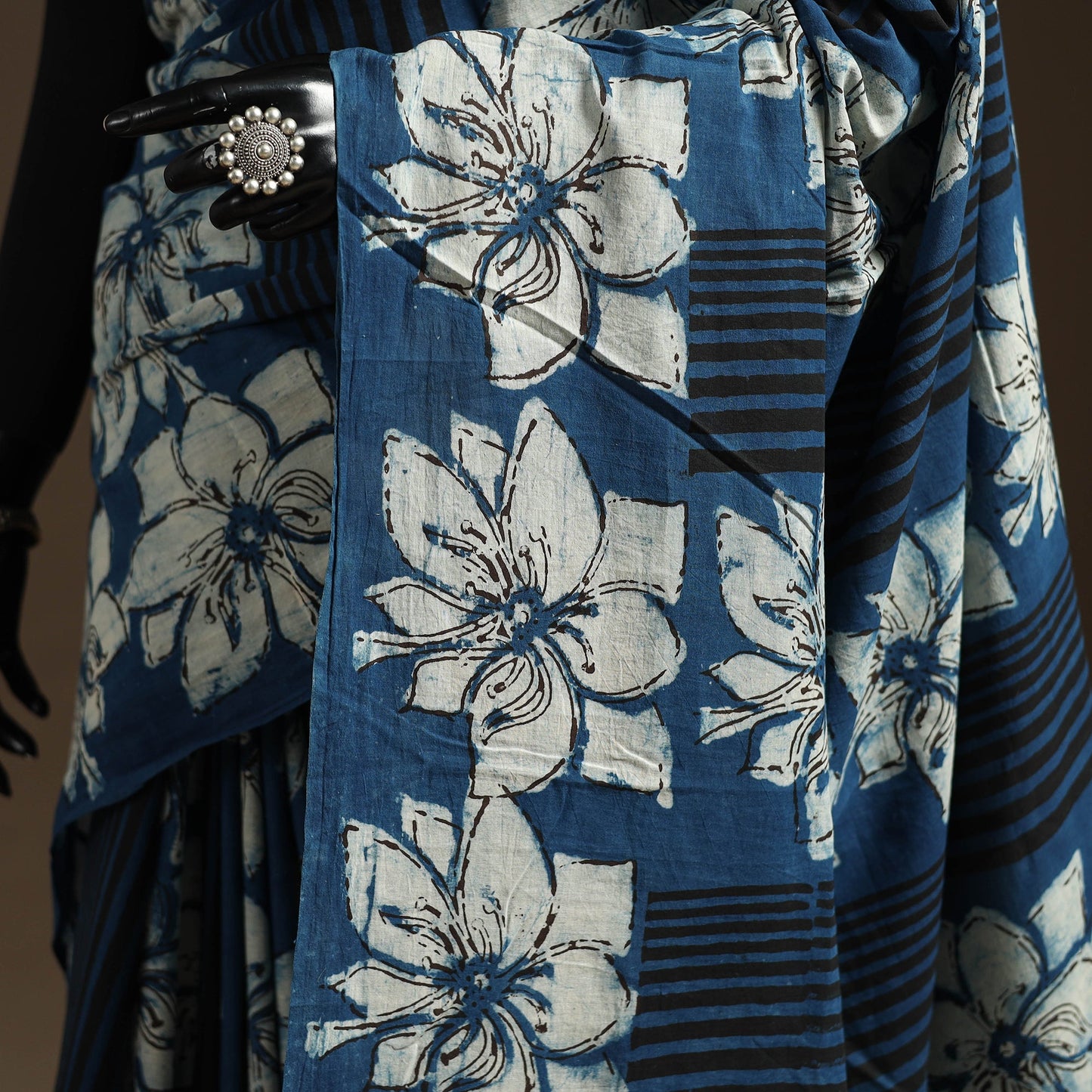 Blue - bindaas art natural dyed cotton saree 29