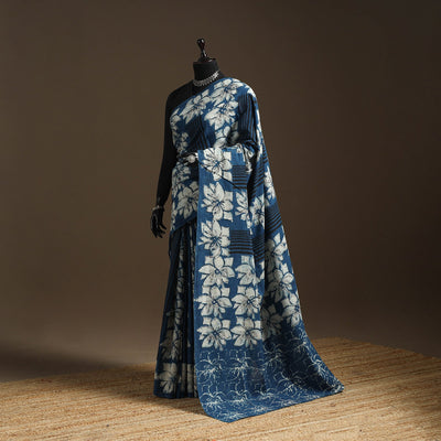 Blue - bindaas art natural dyed cotton saree 29