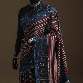 Blue - bindaas art natural dyed cotton saree 31