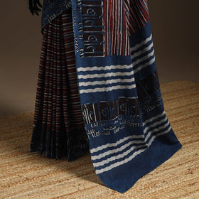 Blue - bindaas art natural dyed cotton saree 31