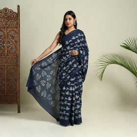  Blue Bindaas Art Natural Dyed Cotton Block Print Saree