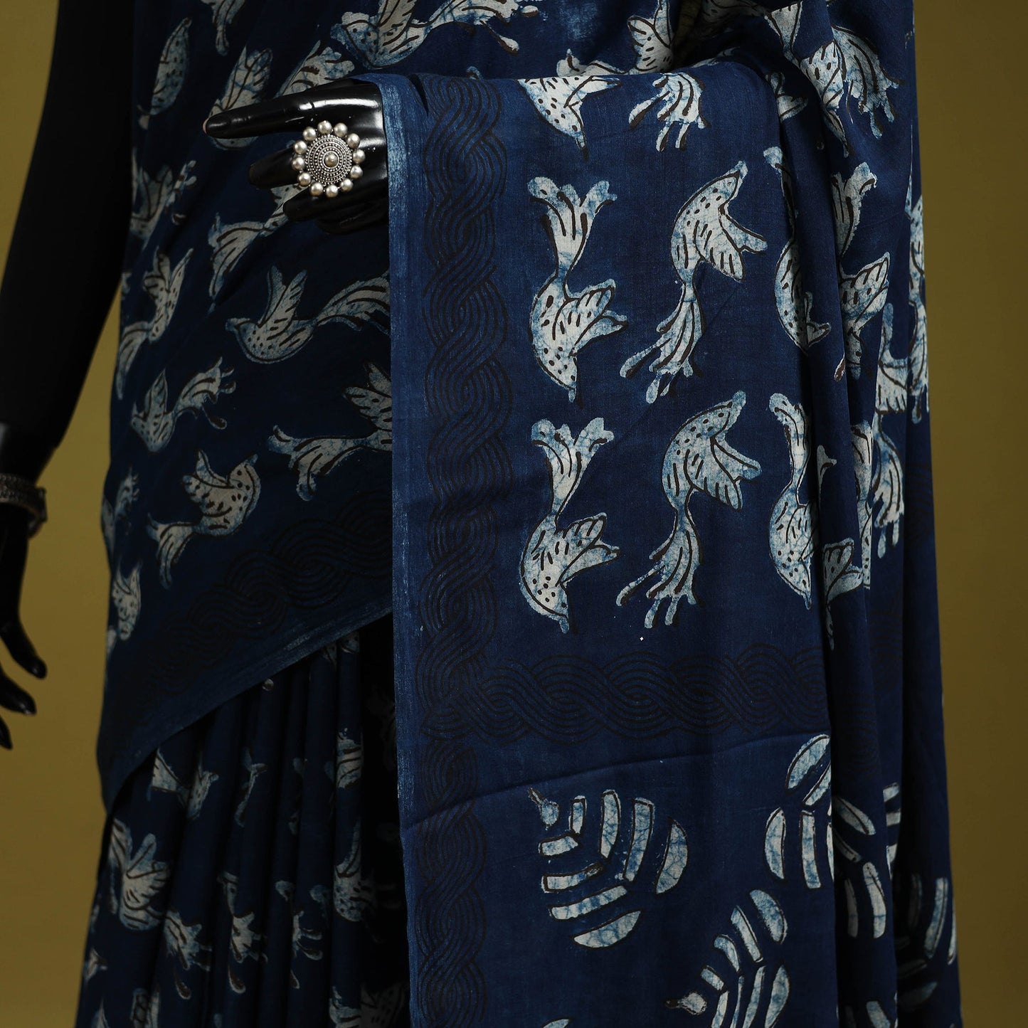 Blue - bindaas art natural dyed cotton saree 32