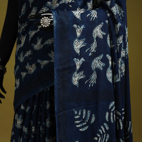 Blue - bindaas art natural dyed cotton saree 32
