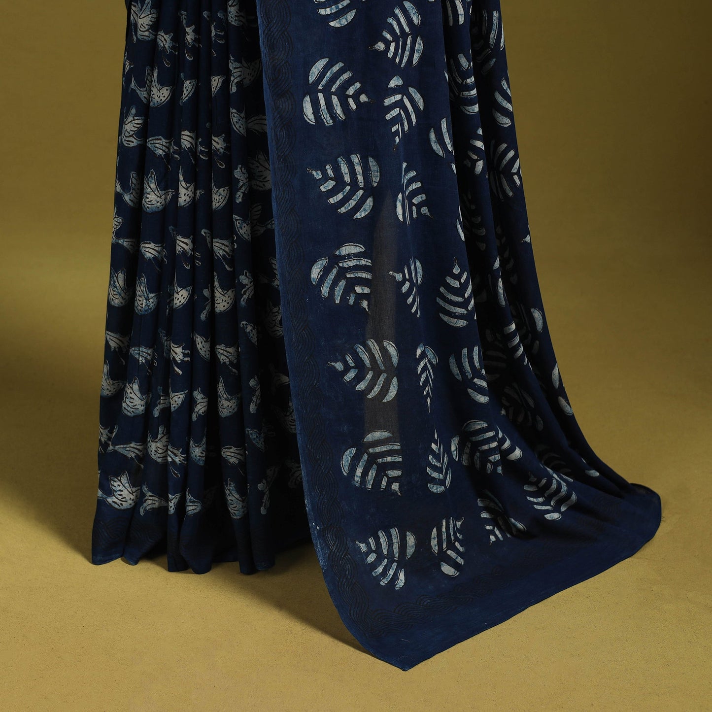 Blue - bindaas art natural dyed cotton saree 32