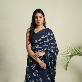  Blue Bindaas Art Natural Dyed Cotton Block Print Saree