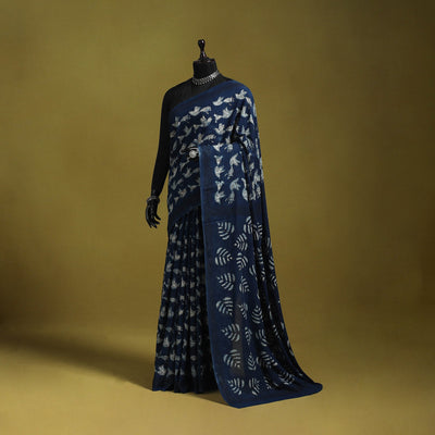 Blue - bindaas art natural dyed cotton saree 32