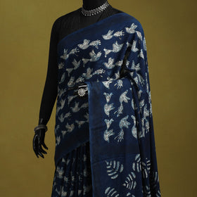Blue - bindaas art natural dyed cotton saree 32