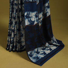Blue - bindaas art natural dyed cotton saree 33