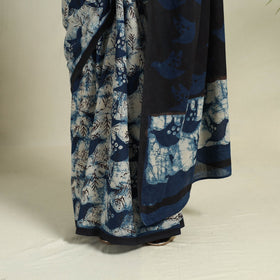 Buy Blue Bindaas Art Natural Dyed Cotton Block Print Saree