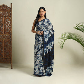 Buy Blue Bindaas Art Natural Dyed Cotton Block Print Saree