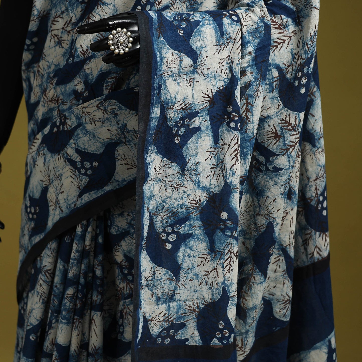 Blue - bindaas art natural dyed cotton saree 33