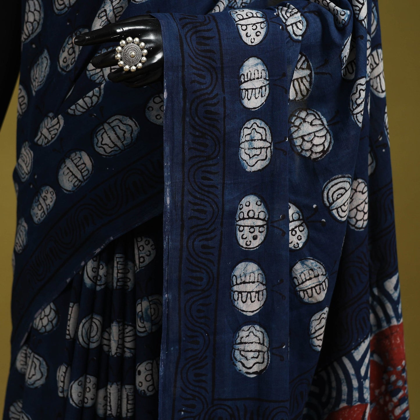 Blue - bindaas art natural dyed cotton saree 34