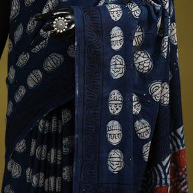 Blue - bindaas art natural dyed cotton saree 34