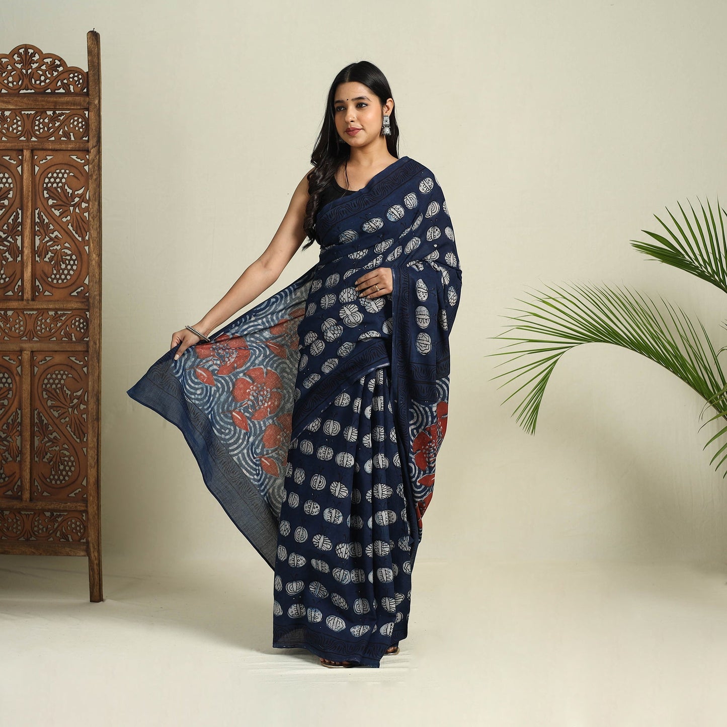 Buy Bindaas Art Natural Dyed Cotton Block Print Saree