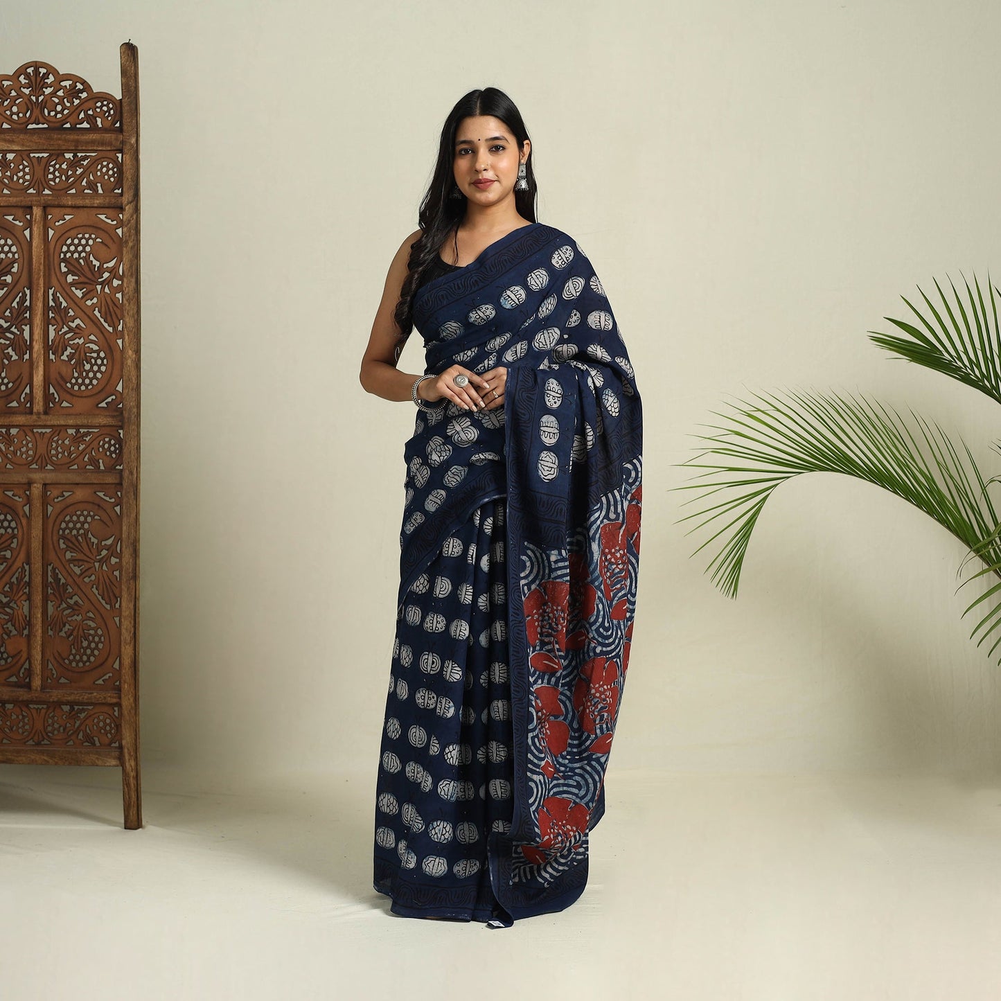 Buy Bindaas Art Natural Dyed Cotton Block Print Saree