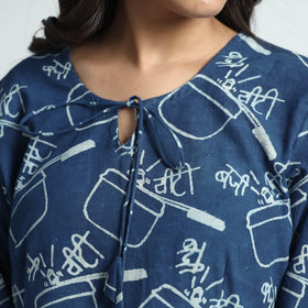 Blue - Bindaas Art Block Printed Cotton Dress
