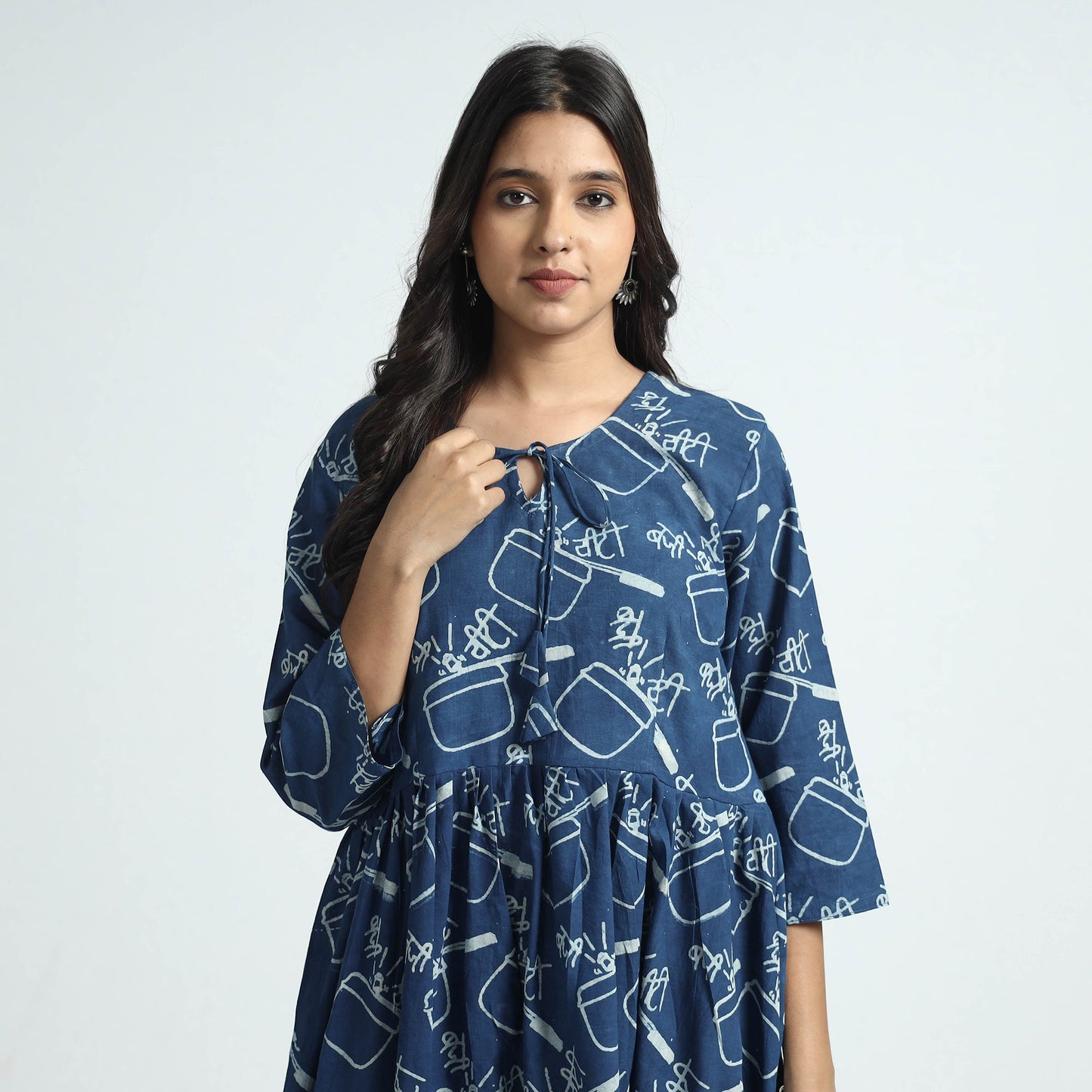 Blue - Bindaas Art Block Printed Cotton Dress