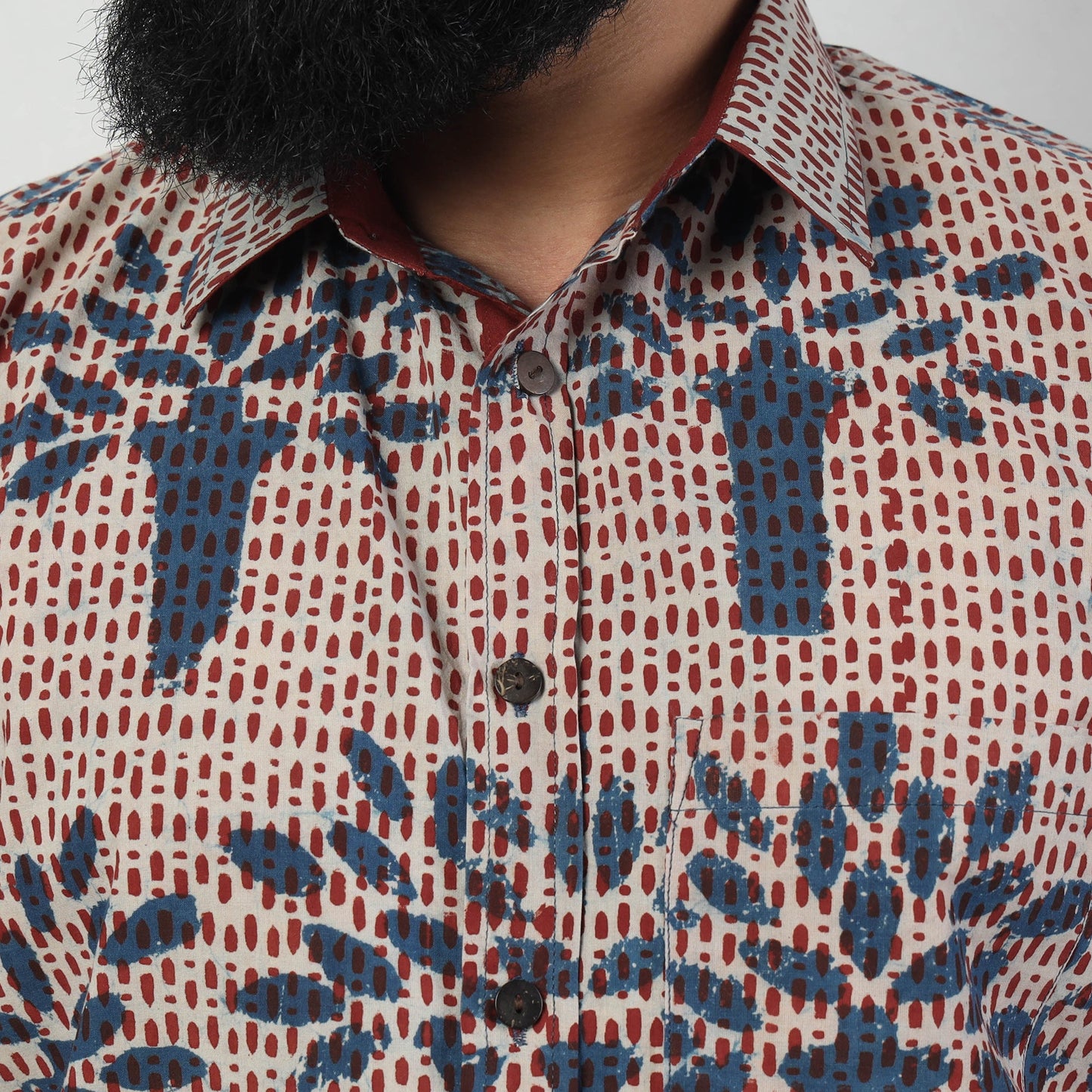 Bindaas Block Art Printed Cotton Men Full Sleeve Shirt