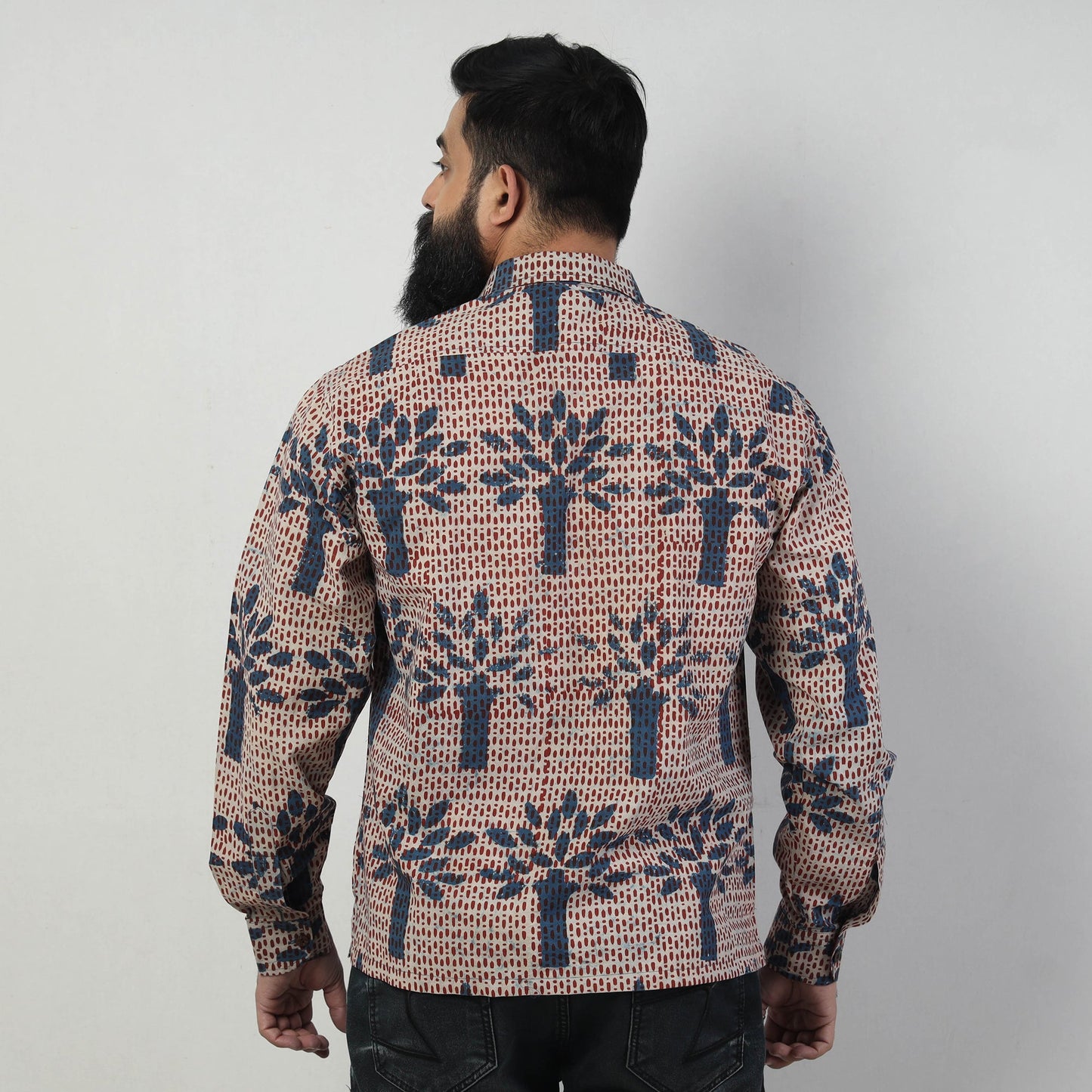 Bindaas Block Art Printed Cotton Men Full Sleeve Shirt