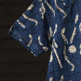 Blue - bindaas art printed cotton round neck t-shirt