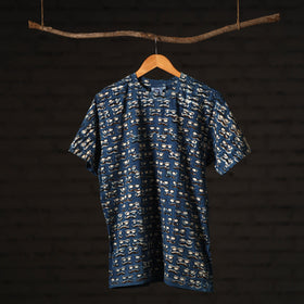 Blue - bindaas art printed cotton round neck t-shirt