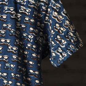 Blue - bindaas art printed cotton round neck t-shirt