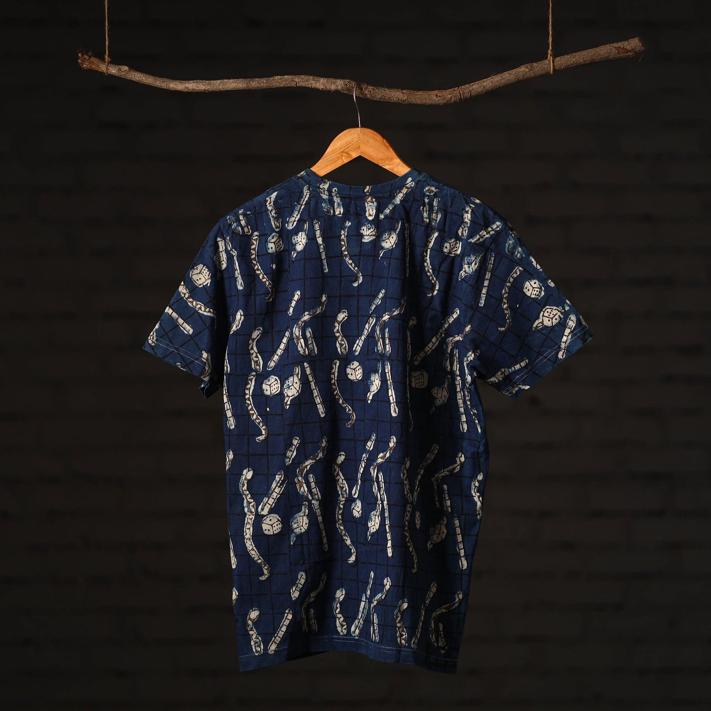 Blue - bindaas art printed cotton round neck t-shirt