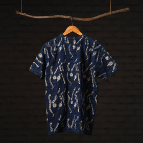 Blue - bindaas art printed cotton round neck t-shirt