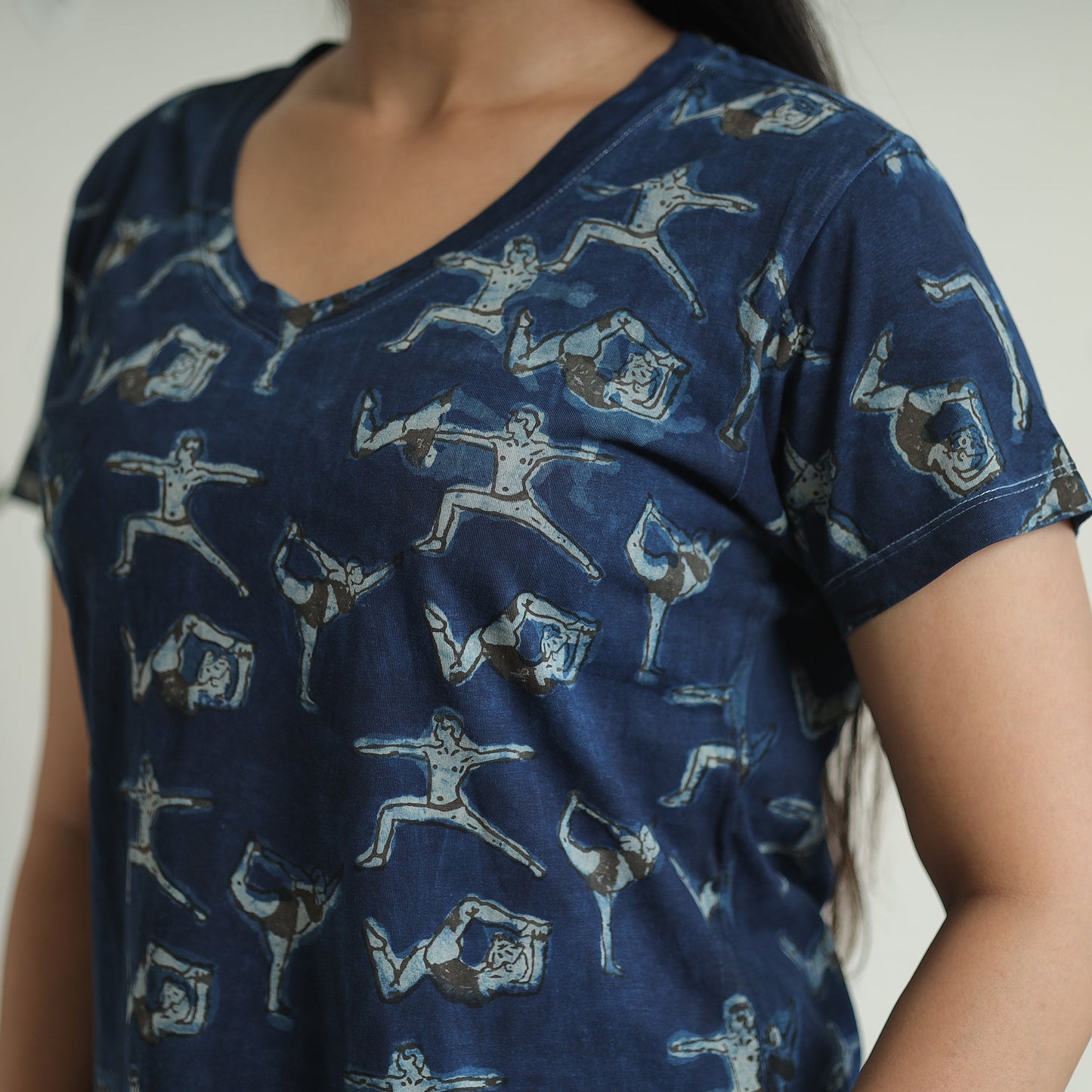 Buy Bindaas Block Art Printed Cotton Women V Neck T-shirt 02 Online at iTokri.com